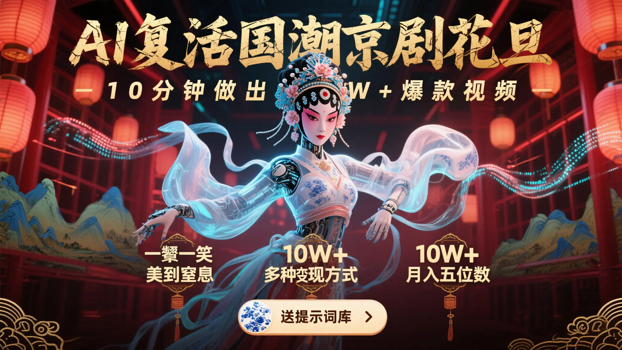 AI复活国潮京剧花旦,10分钟做出10W+爆款视频,多种变现方式,月入五位数-创业猫 AI复活国潮京剧花旦,10分钟做出10W+爆款视频,多种变现方式,月入五位数-创业猫