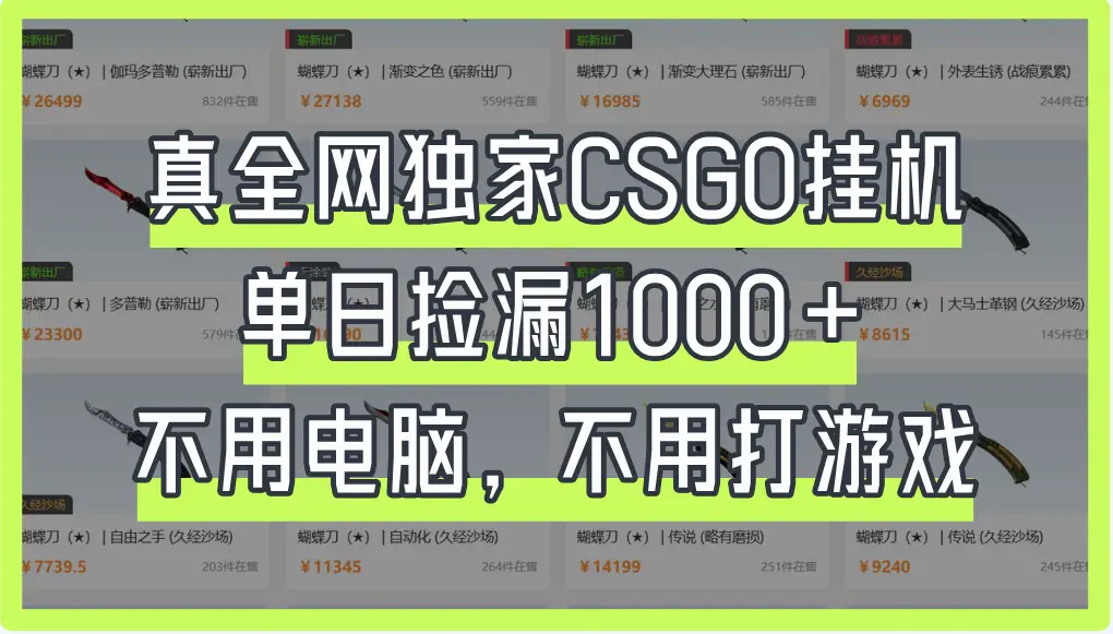 真全网独家CSGO挂机,单日捡漏1000+-创业猫 真全网独家CSGO挂机,单日捡漏1000+-创业猫