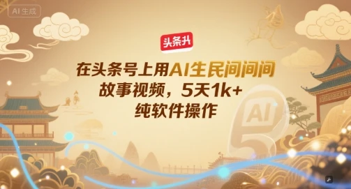 在头条号上用AI生民间故事视频,5天1k+,纯软件操作-创业猫 在头条号上用AI生民间故事视频,5天1k+,纯软件操作-创业猫