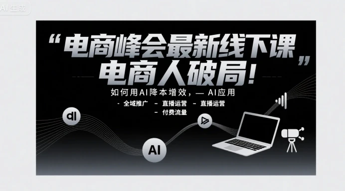 【精】电商峰会最新线下课,电商人破局,如何用AI降本增效,AI应用-全域推广-直播运营-付费流量-创业猫 【精】电商峰会最新线下课,电商人破局,如何用AI降本增效,AI应用-全域推广-直播运营-付费流量-创业猫