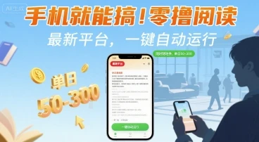 手机就能搞!零撸阅读挂G,最新平台,一键自动运行,随时随地挣,单日50-3张+【揭秘】-项目资料商城
