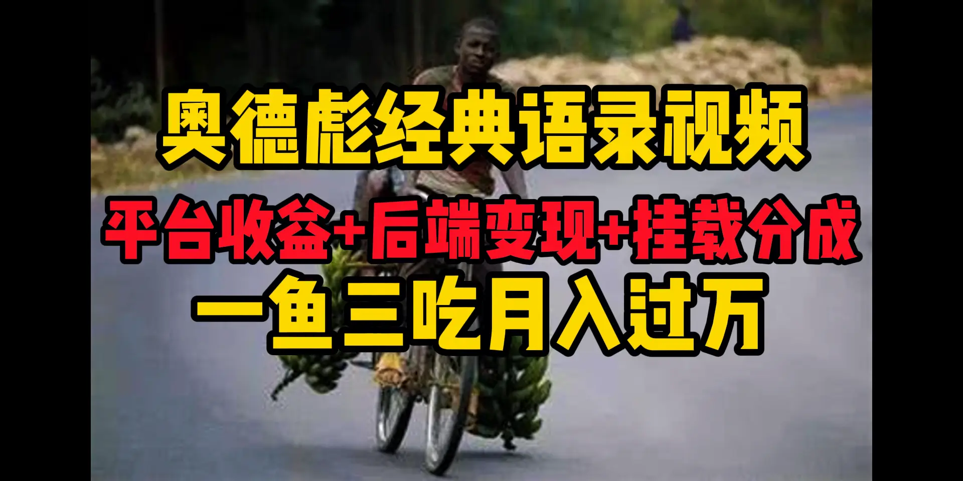 奥德彪经典语录做好一条视频分发全平台，平台收益+后端变现+挂载程序，一鱼三吃多重变现-项目资料商城