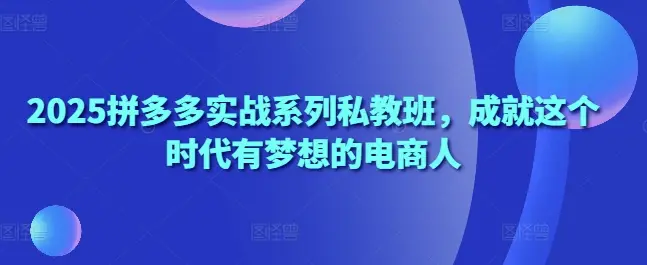2025拼多多实战系列私教班，成就这个时代有梦想的电商人-项目资料商城