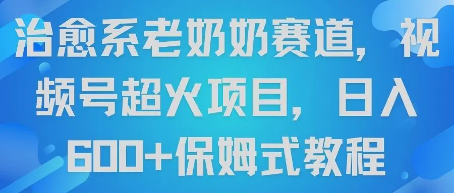 治愈系老奶奶赛道，视频号超火项目，日入600+保姆式教程-项目资料商城
