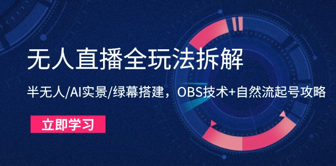 无人直播全玩法拆解：半无人/AI实景/绿幕搭建，OBS技术+自然流起号攻略-项目资料商城
