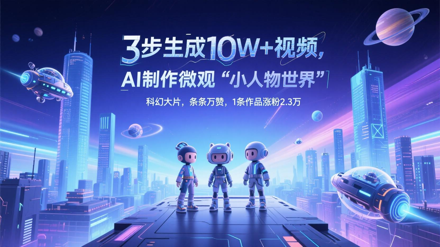 3步生成10W+视频，AI制作微观“小人物世界”科幻大片，条条万赞，1条作品涨粉2.3万-项目资料商城