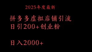 拼多多复制粘贴日引200+付费创业粉，月入6位数最新教程！-项目资料商城