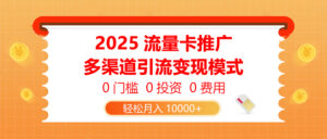 2025流量卡推广，0门槛0投资0费用，多渠道引流变现模式，轻松月入10000+-项目资料商城