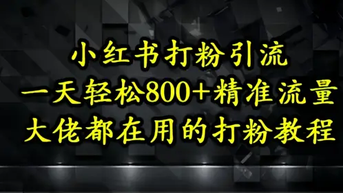 小红书打粉引流，一天轻松500+精准流量，大佬都在用的打粉教程-项目资料商城