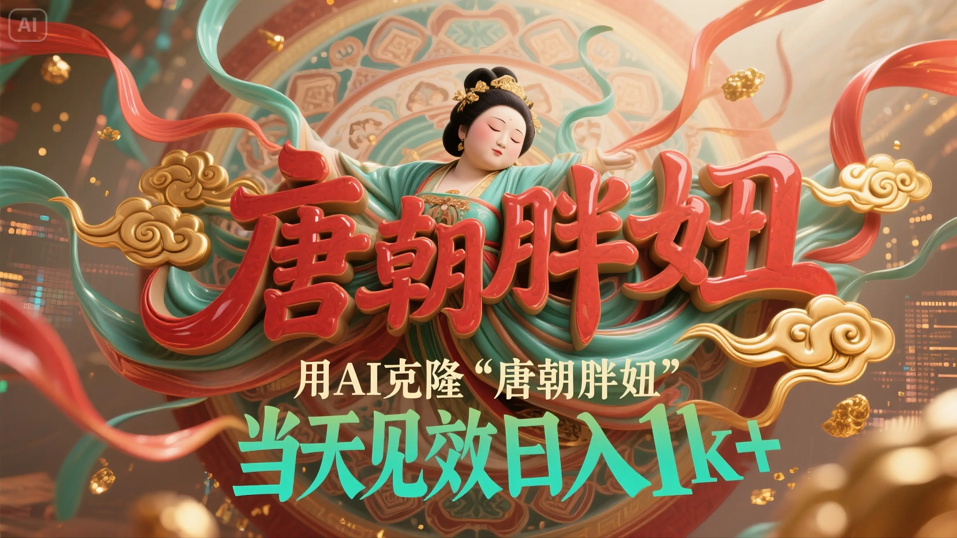 用AI克隆“唐朝胖妞”日更3条，平台疯狂推流，小白闭眼复制，当天见效，日入1000+-项目资料商城