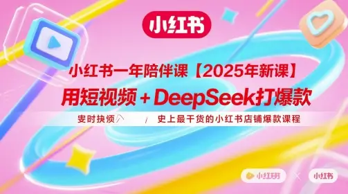 小红书一年陪伴课【2025年新课】，用短视频+deepSeek打爆款，史上最干货的小红书店铺爆款课程-项目资料商城