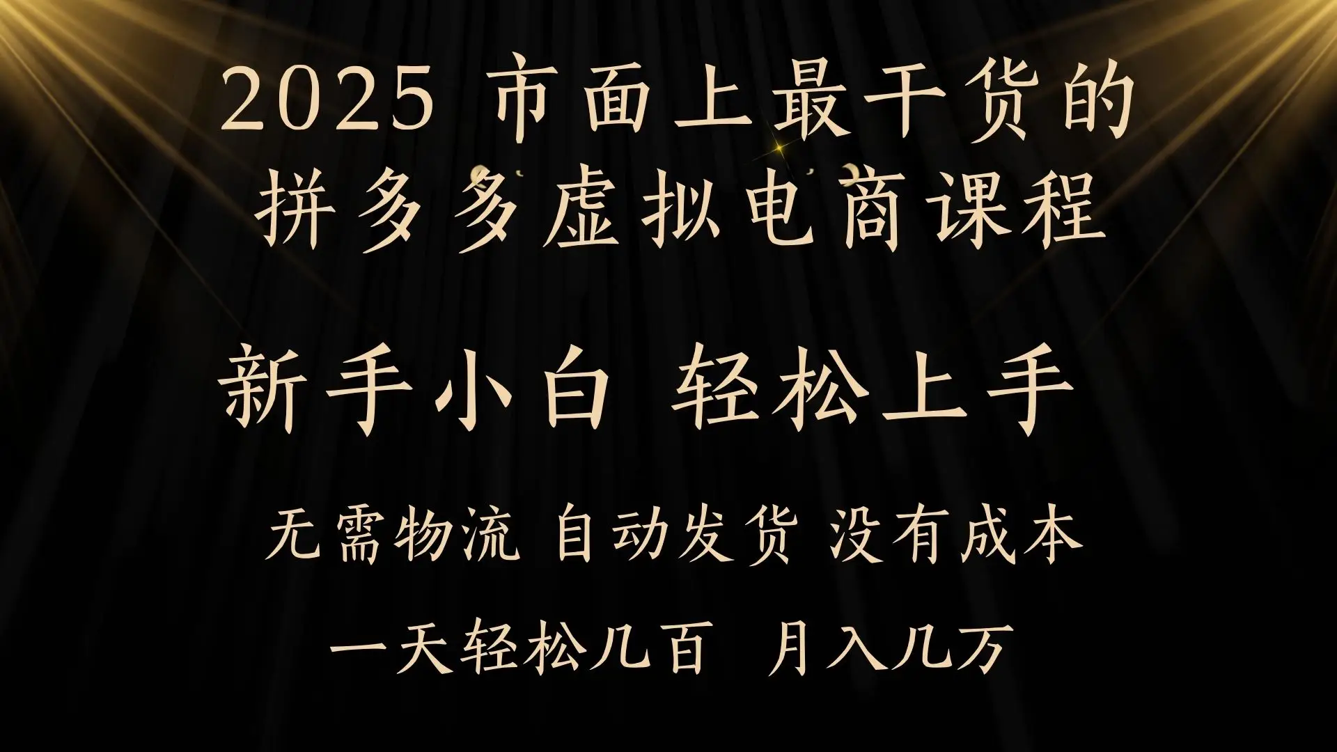 25年最干货的拼多多虚拟电商课程，小白轻松上手，月入过万只是门槛！虚拟电商，如皓月见青天！-项目资料商城