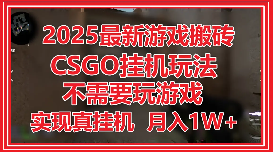 2025最新游戏搬砖，CSGO挂机，不需要玩游戏，实现真挂机，月入1W+-项目资料商城