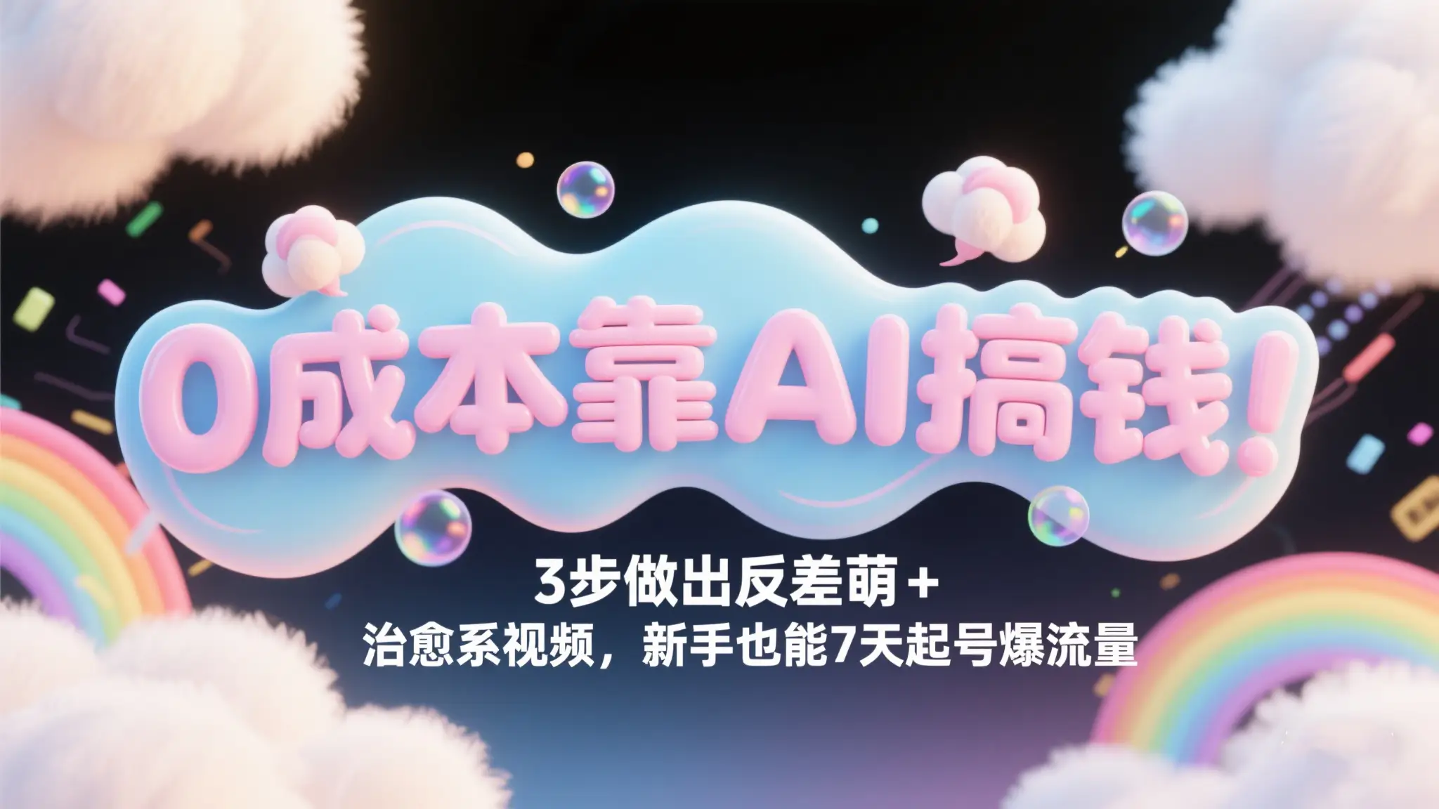 0成本靠AI搞钱！3步做出反差萌+治愈系视频，新手也能7天起号爆流量，单日变现1000+-项目资料商城