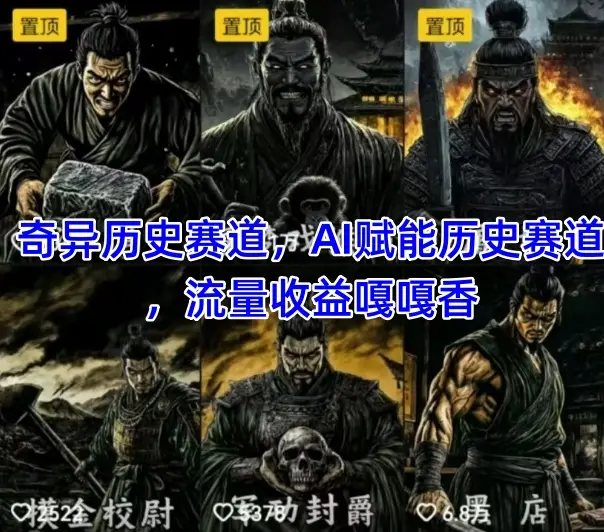 抖音奇异历史赛道，AI赋能历史赛道，流量收益嘎嘎香，狂撸伙伴计划-项目资料商城