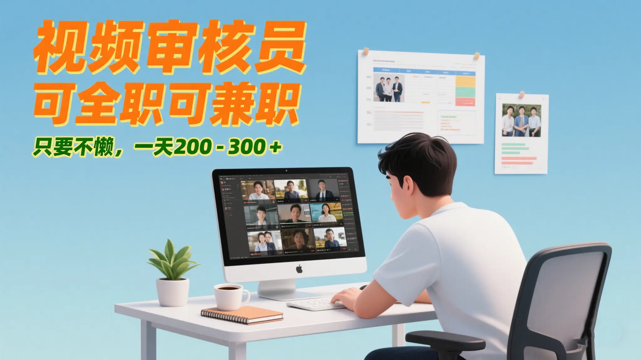 视频审核员，可全职可兼职，只要不懒，一天200-300+-项目资料商城