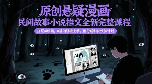 原创悬疑漫画民间故事小说推文全新完整课程， 搭配ai绘画，0基础轻松上手，撸分成和伙伴计划-项目资料商城
