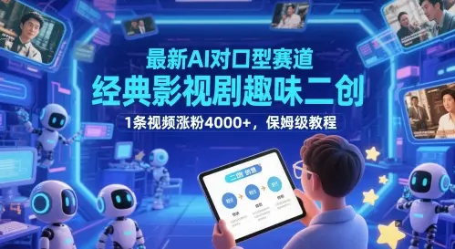 最新AI对口型赛道，经典影视剧趣味二创，1条视频涨粉4000+，保姆级教程-项目资料商城