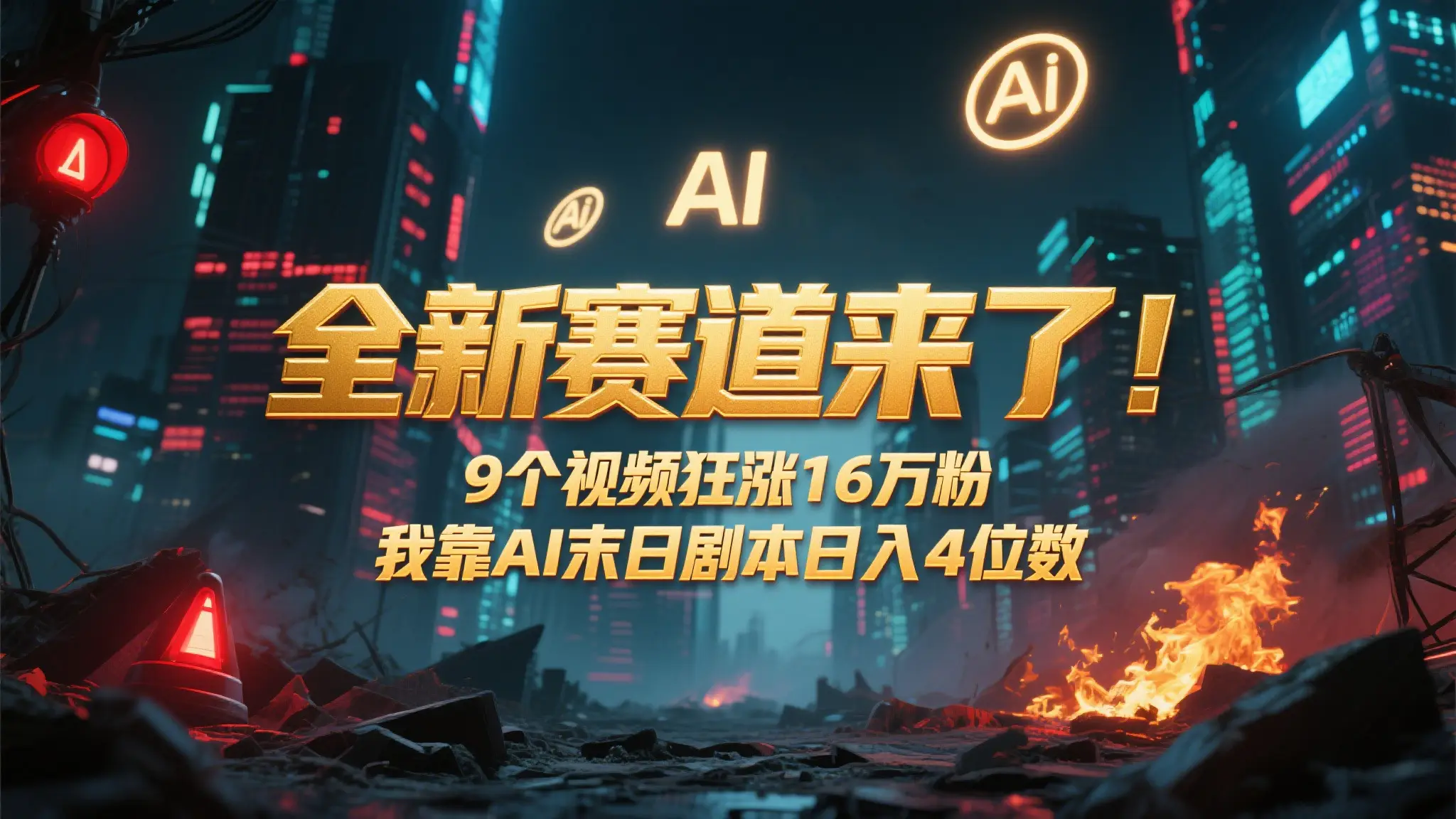 全新赛道来了！9个视频狂涨16万粉，靠AI末日剧本日入4位数，评论区爆肝追更！-项目资料商城