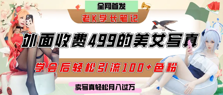 外面收费499的美女写真制作技术，学会后轻松引流色粉变现，日引100+色粉，轻松月入过万-项目资料商城