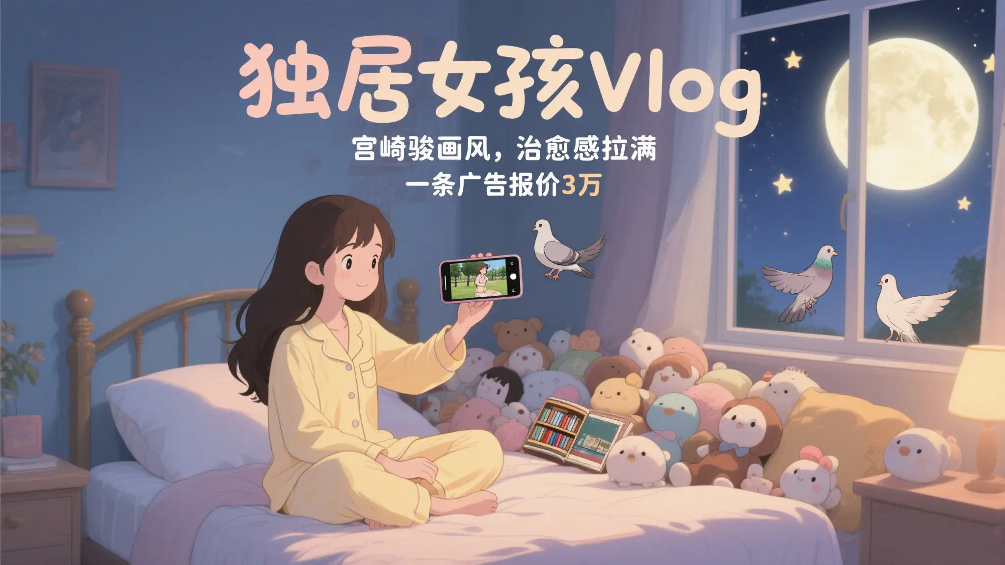 单个账号涨粉71万！用AI制作独居女孩Vlog，宫崎骏画风，治愈感拉满，一条广告报价3万-项目资料商城