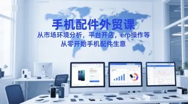 手机配件外贸课，从市场环境分析，平台开店，erp操作等，从零开始手机配件生意-项目资料商城