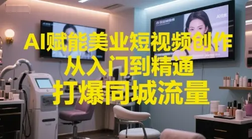 AI赋能美业短视频创作，从入门到精通，打爆同城流量，超级AI工具短视频实操落地-项目资料商城