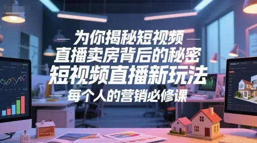为你揭秘短视频直播卖房背后的秘密，短视频直播新玩法，每个人的营销必修课-项目资料商城