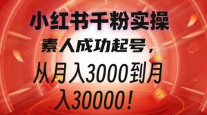 小红书千粉实操，素人成功起号，从月入3000到月入30000！-项目资料商城