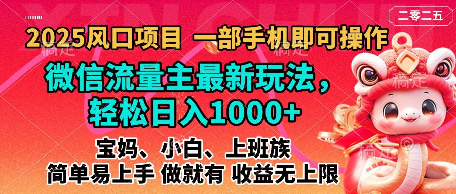 2025蓝海风口项目，微信流量主最新玩法，轻松日入1000+，简单易上手，做就有 收益无上限-项目资料商城