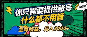 账号全程托管，你只需要提供账号，什么都不用管，坐等收益，月入3000+-项目资料商城