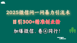 2025 微信问一问最新玩法,暴力引流 300+创业粉,条条爆款,单日变现四位数-项目资料商城
