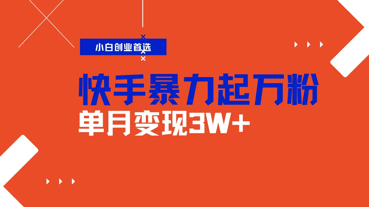 快手起万粉账号，3天一个万粉号，多种变现模式，操作简单无脑复制，小白也能月入过万-项目资料商城