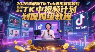 2025年最新TikTok影视解说项目，新手也能挣美金，TK中视频计划保姆级教程-项目资料商城