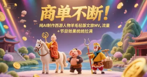 商单不断！纯AI制作西游人物羊毛毡版文旅MV，流量+节目效果统统拉满-项目资料商城