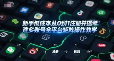 新手低成本从0到1注册并搭建多账号全平台矩阵操作教学，手机号-邮箱-IP-工具-项目资料商城