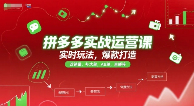 拼多多实战运营课，实时玩法，爆款打造，改销量，补大单，AB单，直播等(更新2025月)-项目资料商城