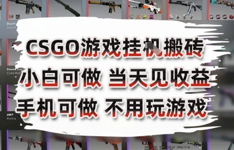 CSGO游戏挂G搬砖，小白纯手机即可操作，不用电脑打游戏，日入3张+，副业网创项目【揭秘】-项目资料商城