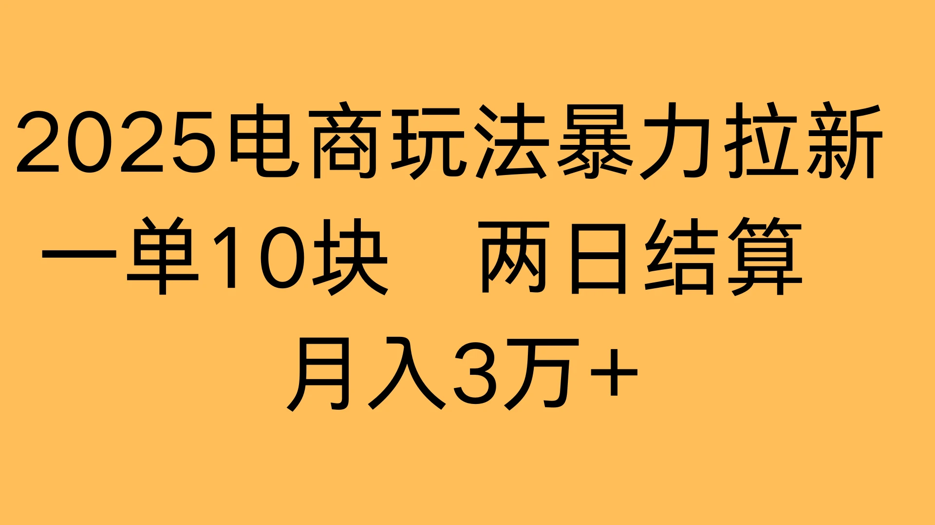 2025电商玩法暴力拉新一单10块 两日结算，月入3万+-项目资料商城