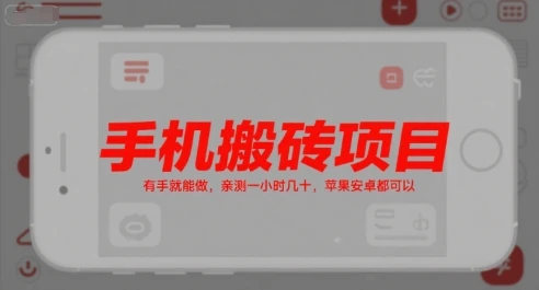 手机搬砖项目，有手就能做，亲测一小时几十，苹果安卓都可以-项目资料商城