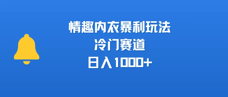 情趣内衣暴利玩法，冷门赛道，日入1000+-项目资料商城
