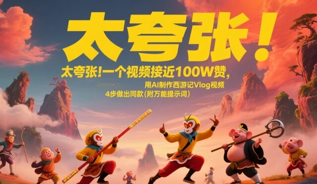 太夸张！一个视频接近100W赞，用AI制作西游记Vlog视频，全流程拆解来了(附万能提示词)-项目资料商城
