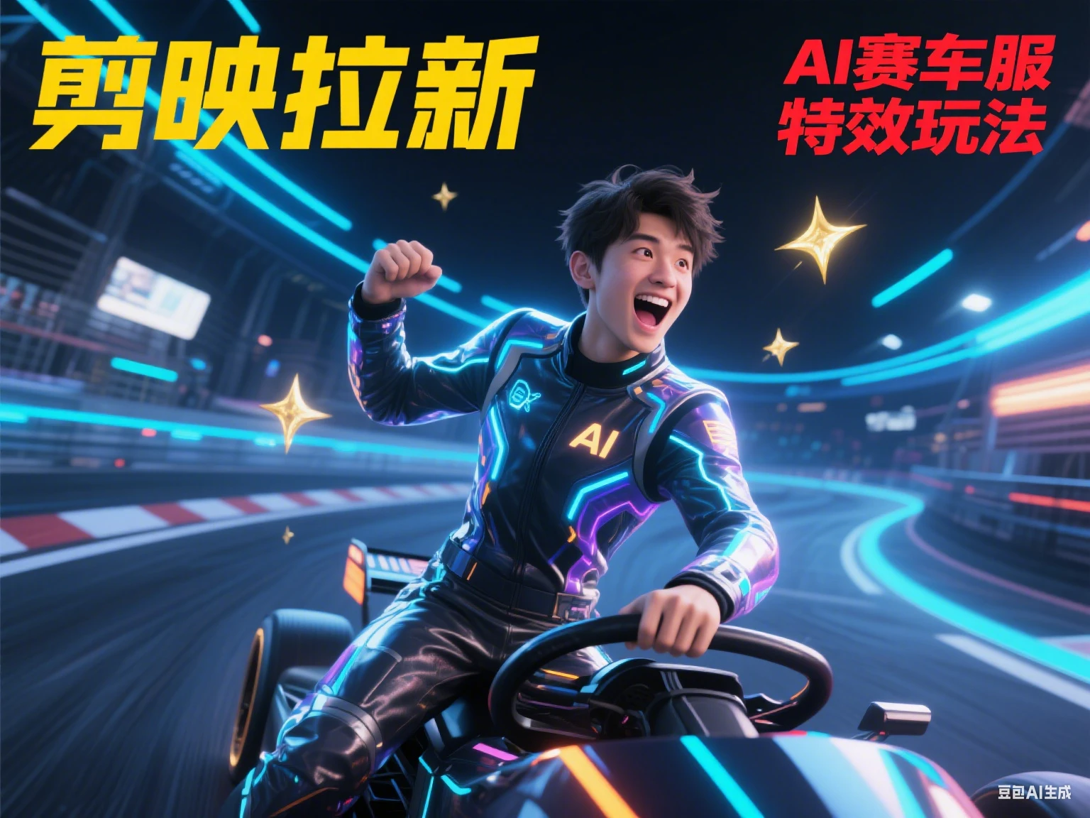 剪映拉新 AI赛车服特效玩法-项目资料商城