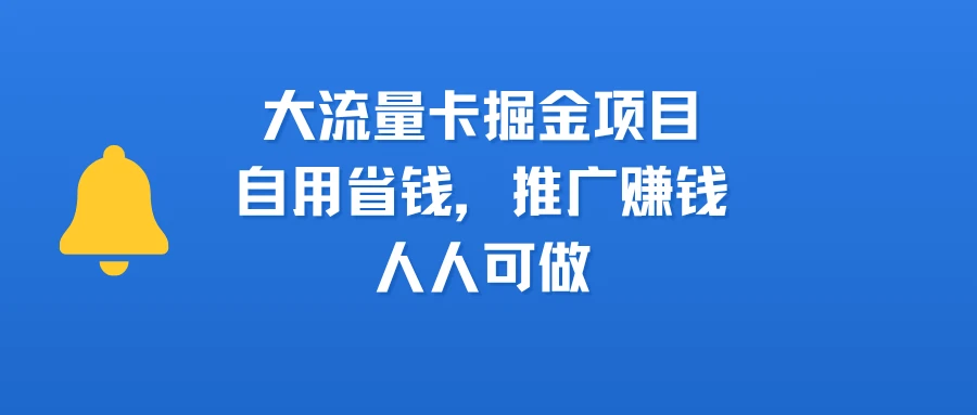 大流量卡掘金项目，自用省钱，推广赚钱，人人可做-项目资料商城