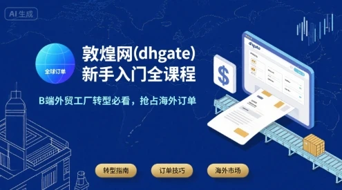 【精】敦煌网(dhgate)新手入门全课程，B端外贸工厂转型必看，抢占海外订单-项目资料商城