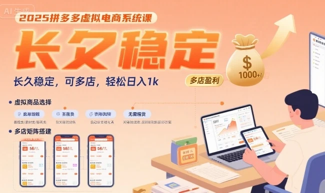 2025拼多多虚拟电商系统课，长久稳定，可多店，轻松日入1k-项目资料商城