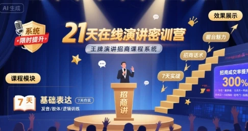 【精】21天在线演讲密训营，王牌演讲招商课程系统-项目资料商城