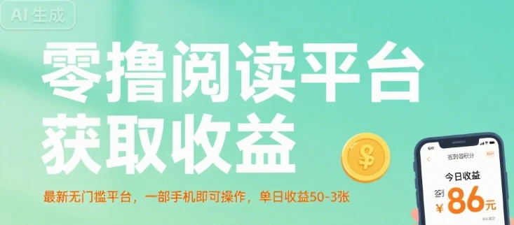 零撸阅读平台获取收益，最新无门槛平台，一部手机即可操作，单日收益50-3张【揭秘】-项目资料商城