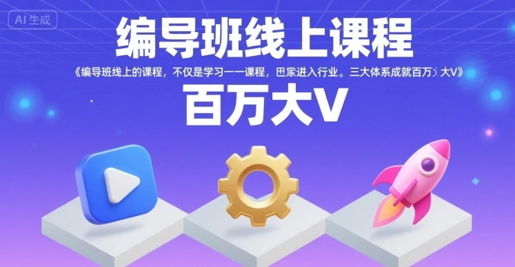 【精】编导班线上课程，不仅是学习一门课程，更是进入一个行业，三大体系成就百万大V-项目资料商城