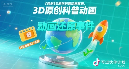 【精】自制3D原创科普动画教程，动画还原事件，抖音最新热门赛道，可过伙伴计划-项目资料商城